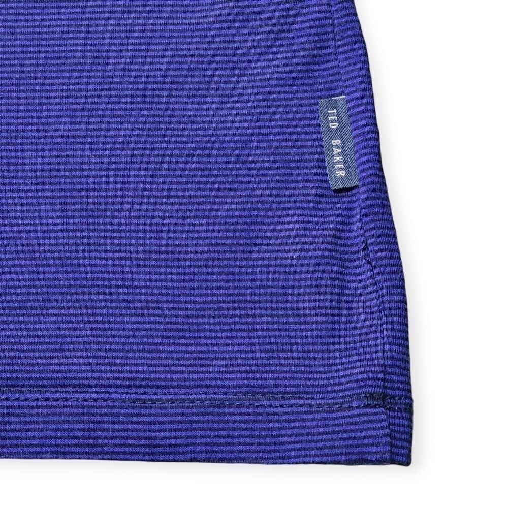 Ted Baker Men's Movin Stripe Birdseye Cotton SS Polo Shirt Indigo 6 US 2XL *READ - Picture 8 of 10